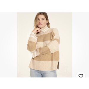 J. Crew  women’s  M  Supersoft Striped Turtleneck Sweater With Luxe Yarn Blend